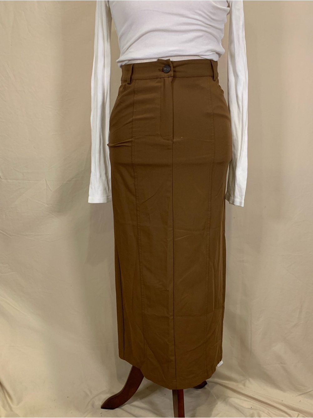 Moon River Brown Column Maxi Skirt